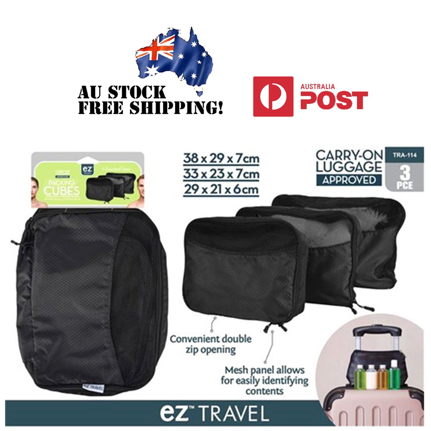 Travel Organiser Set Case Pouch Mesh Bag Luggage Cube Storage Electronics Pack