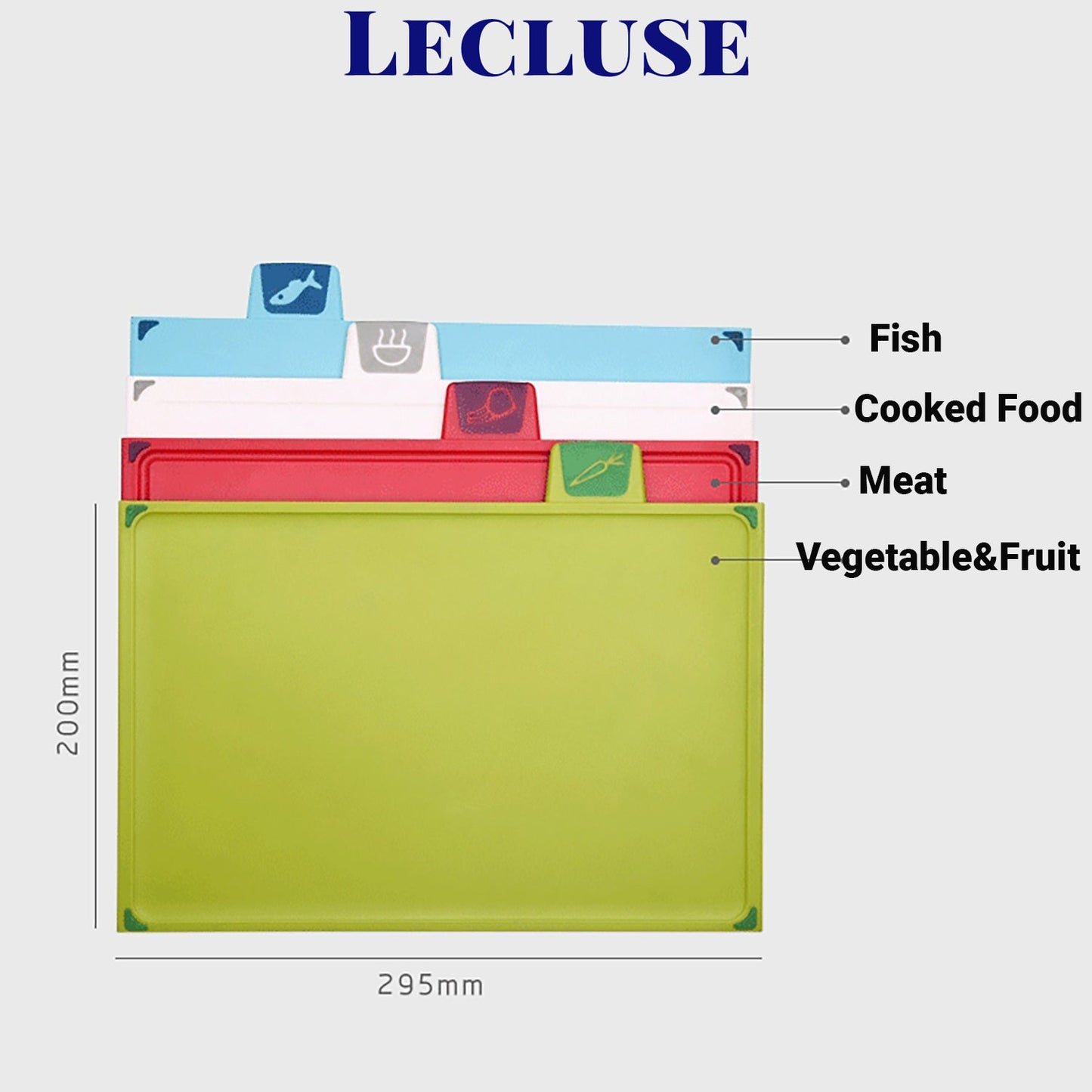 Lecluse Chopping Boards Knives Set Kitchen Cutting Base Stand Rack Non-Slip