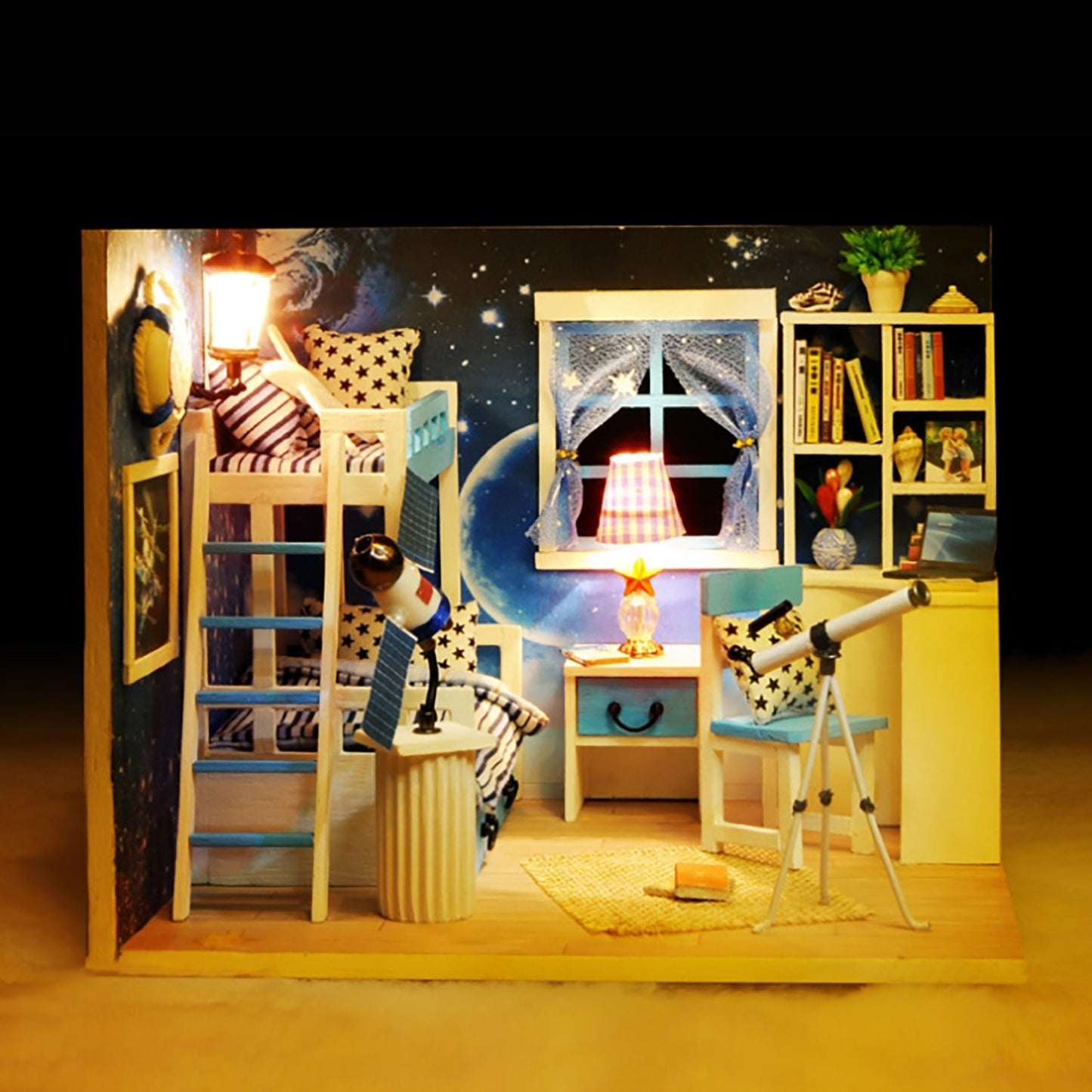 Lineguard DIY LED Doll House Mini Home Music Lighting Miniature Furniture Kit