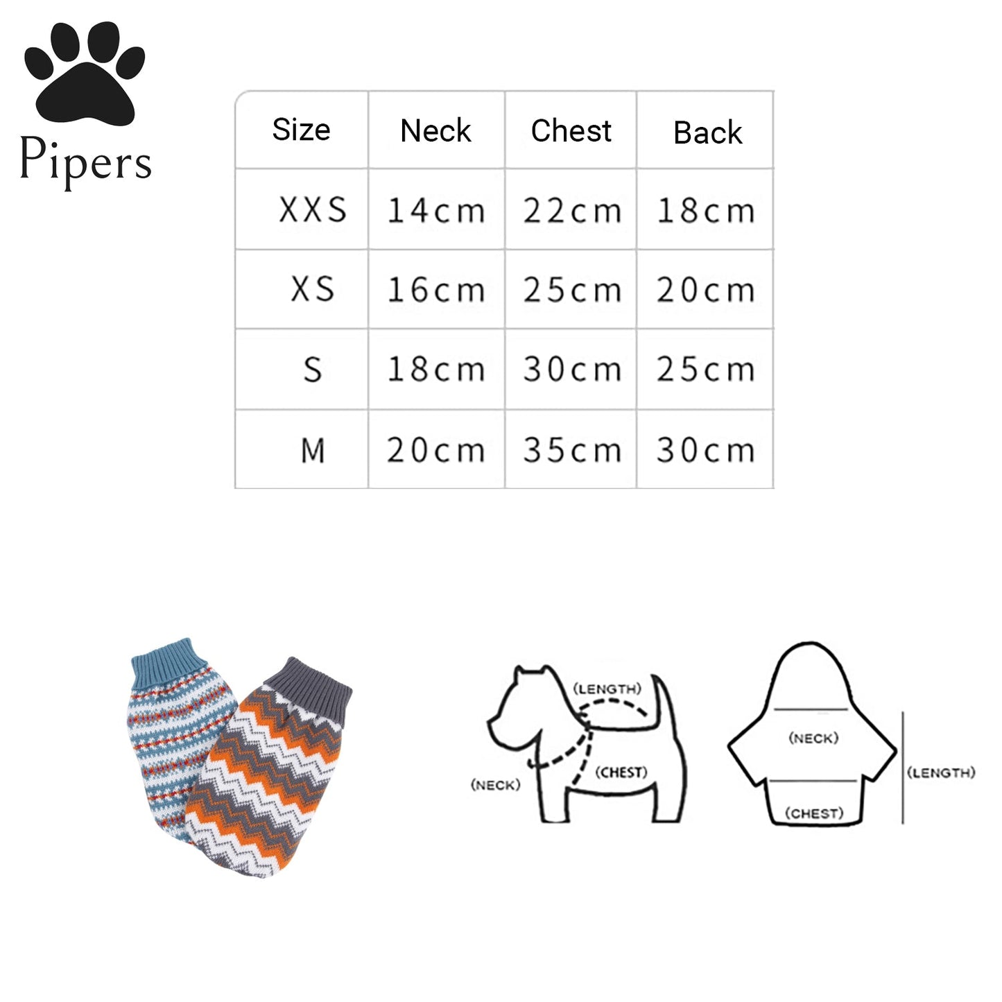Pipers Dog Sweater Pet Clothes Coat Turtleneck Knitwear Classic Winter Warm