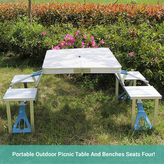 Crocox Folding Outdoor Table with Seats Camping Set Aluminum Alloy Portable Desk