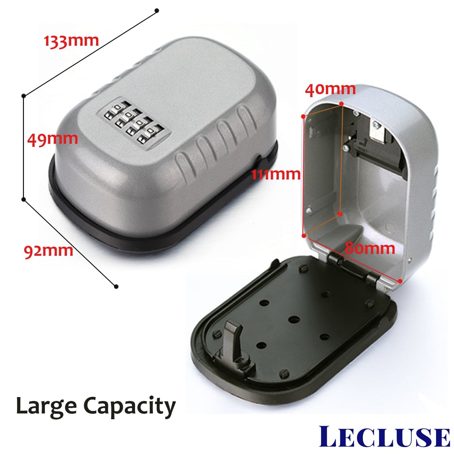 Lecluse Key Lock Box Storage Case Wall Mounted 4 Digit Password Security Hider