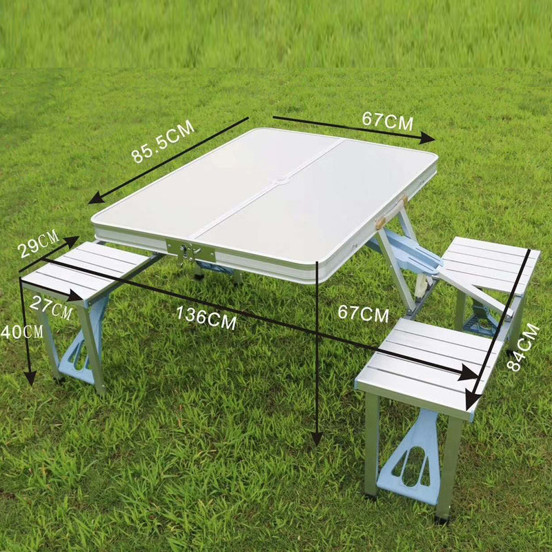 Crocox Folding Outdoor Table with Seats Camping Set Aluminum Alloy Portable Desk