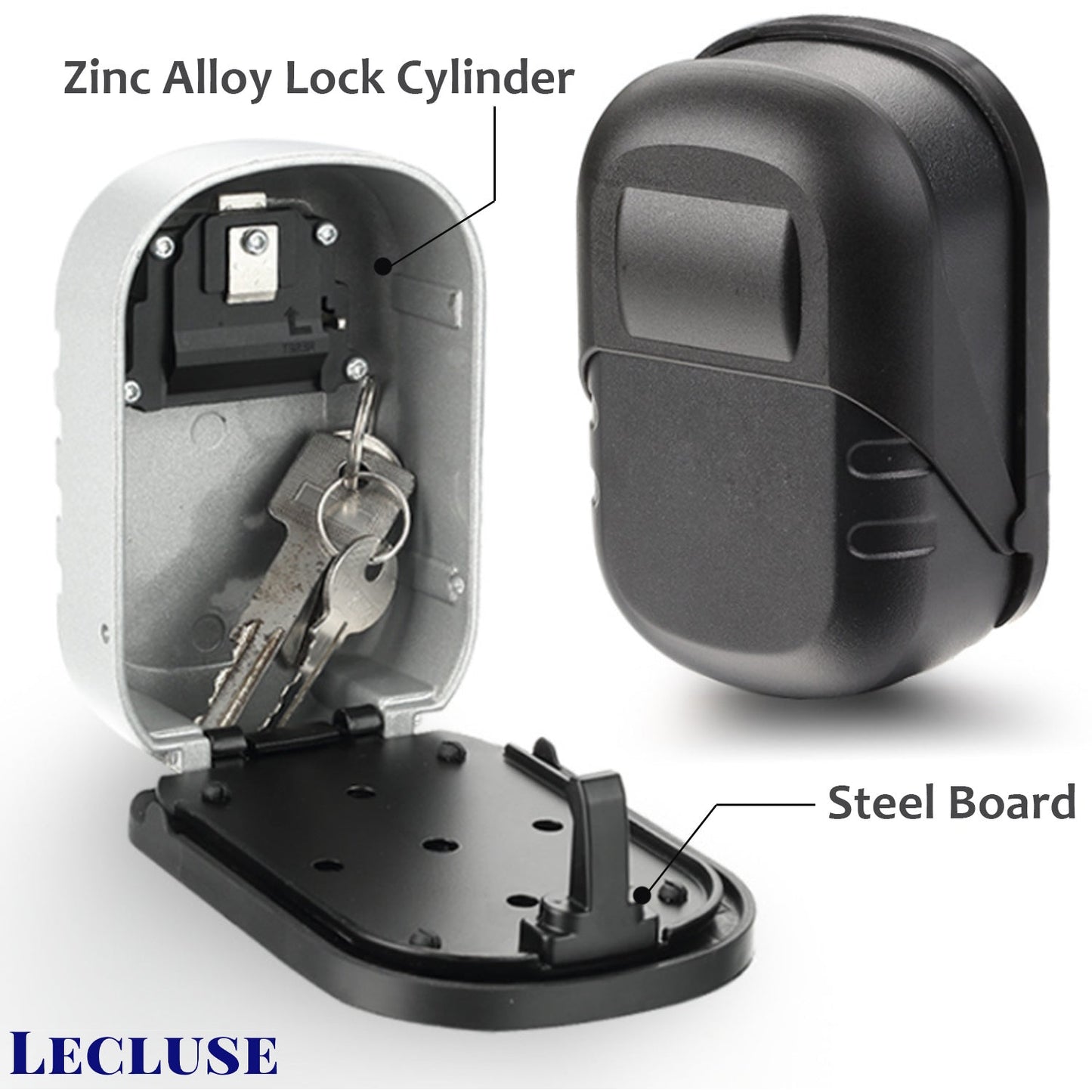 Lecluse Key Lock Box Storage Case Wall Mounted 4 Digit Password Security Hider