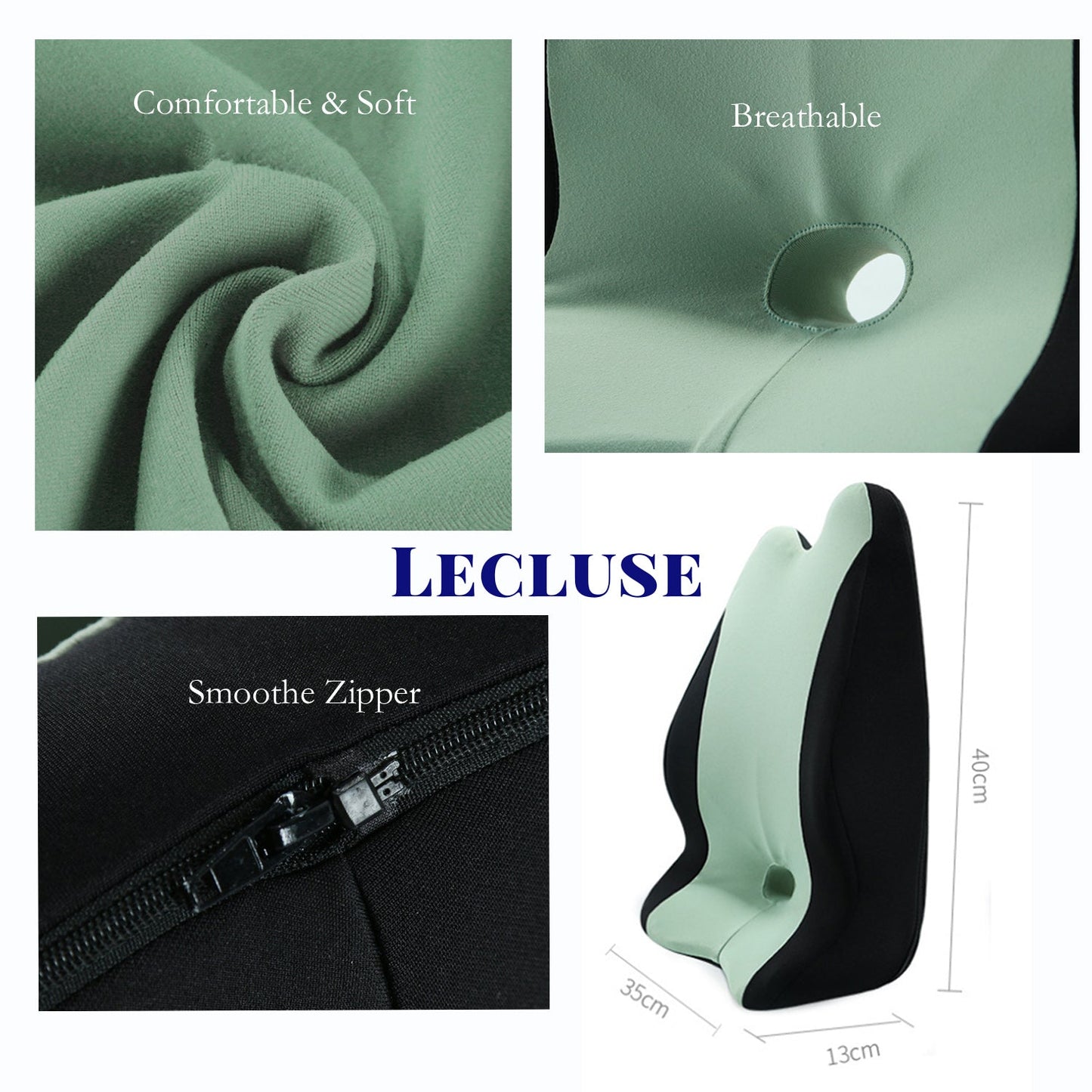 Lecluse Lumbar Support Pillow Car Memory Foam Back Posture Cushion Pain Relief