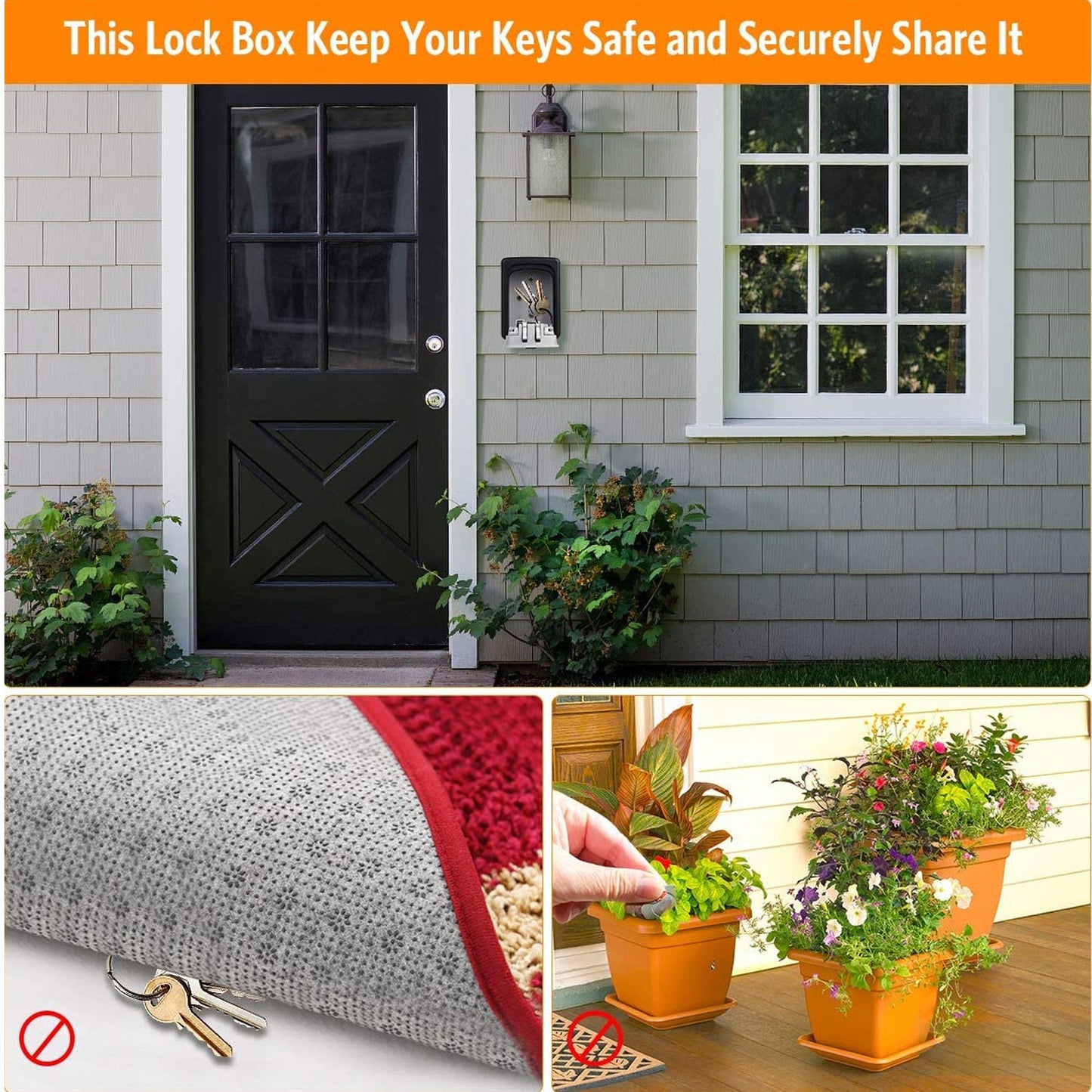 Lecluse Key Lock Box Storage Case Wall Mounted 4 Digit Password Security Hider