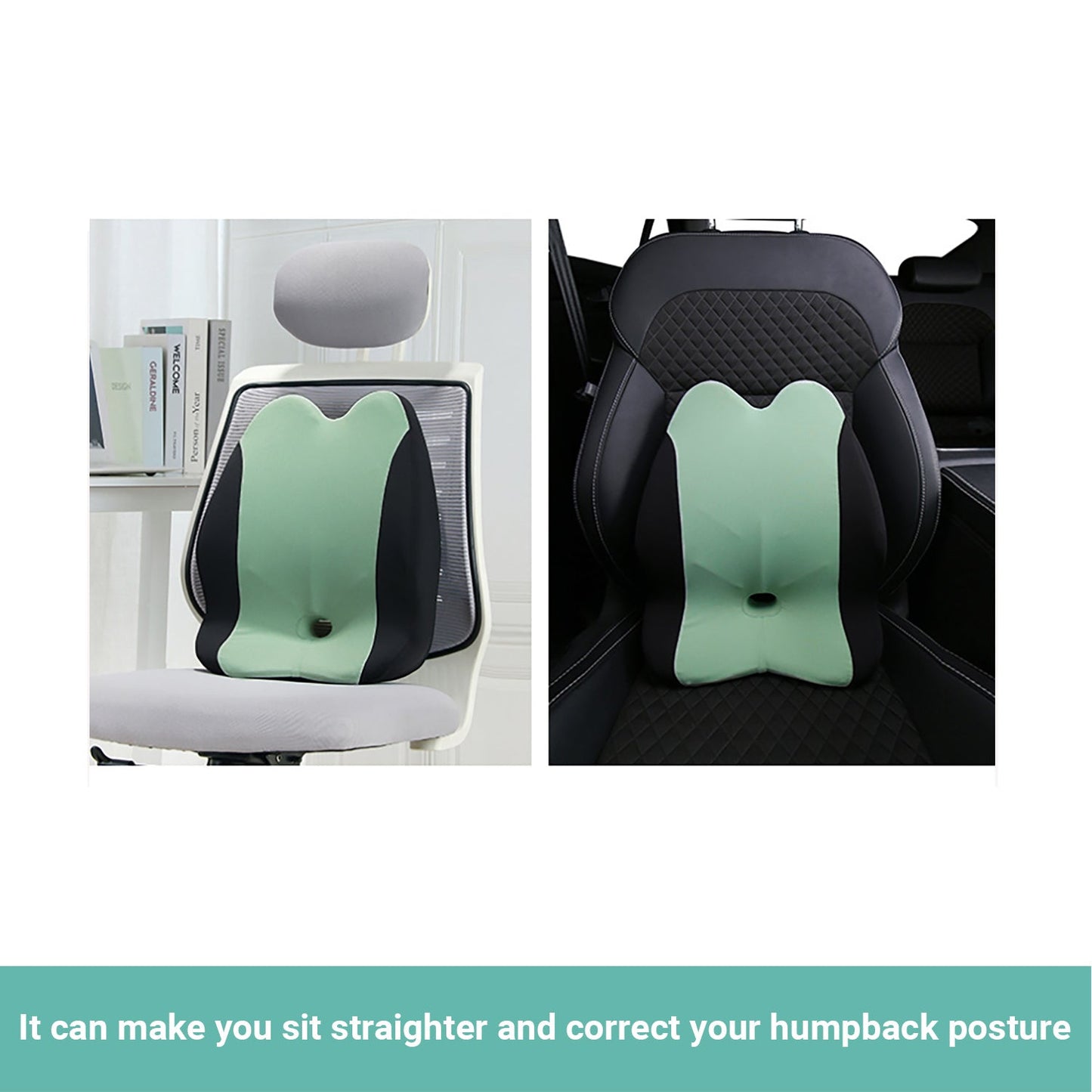 Lecluse Lumbar Support Pillow Car Memory Foam Back Posture Cushion Pain Relief
