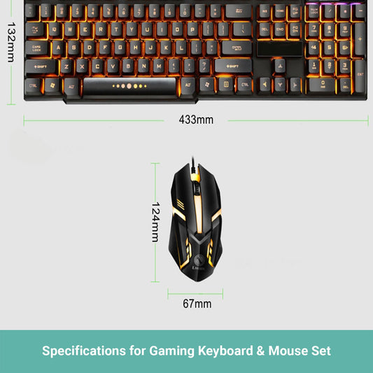 Kartech Gaming Keyboard & Mouse Set Wired Mechanical Feeling Rainbow LED Backlit