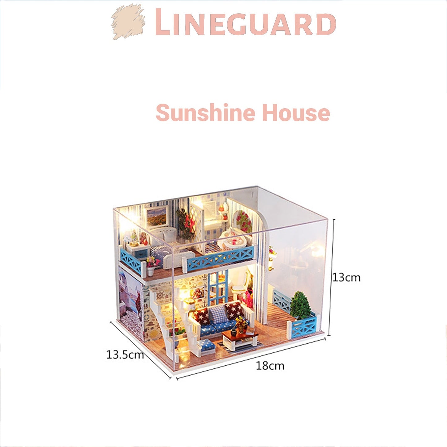 Lineguard DIY LED Doll House Mini Home Music Lighting Miniature Furniture Kit