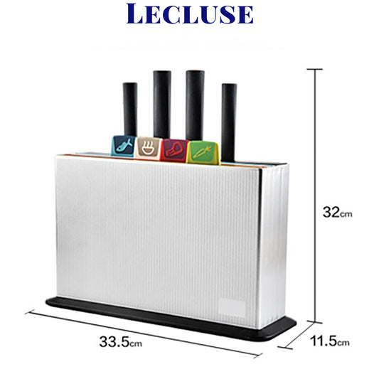 Lecluse Chopping Boards Knives Set Kitchen Cutting Base Stand Rack Non-Slip