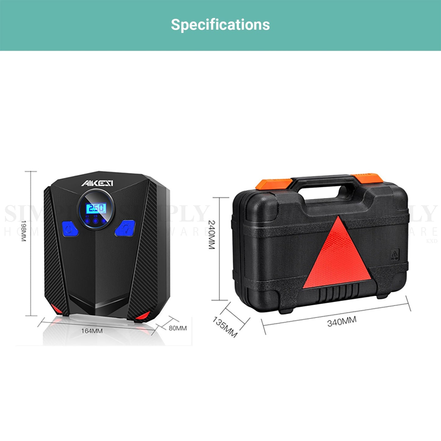 Kartech Tyre Pressure Inflator Car Tire Air Compressor Auto Pump Digital Gauge