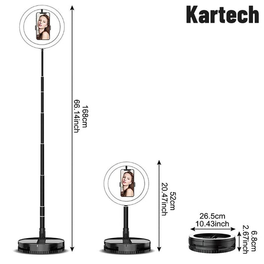 Kartech Ring Light Stand Foldable LED Diffuser Selfie Live Streaming YouTube