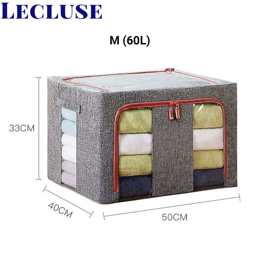 Lecluse Foldable Storage Bag Cloth Quilt Blanket Toy Organizer Zipper Box Oxfor