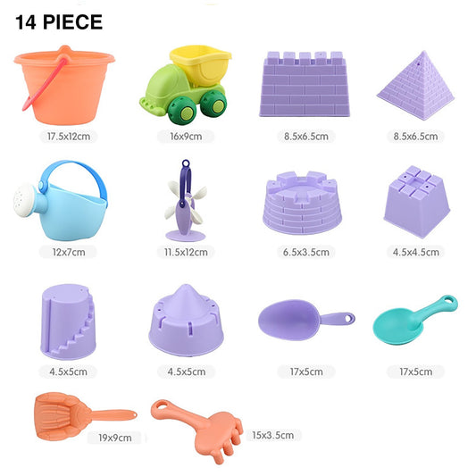 Truboo Kids Beach Toys Sand Water Play Set With Bucket And Mesh Bag Soft Plastic