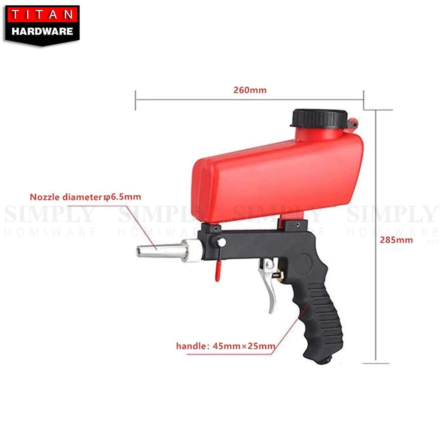 Titan Sand Blaster Gun Soda Spray Tool Air Compressor Pneumatic Handheld 90PSI