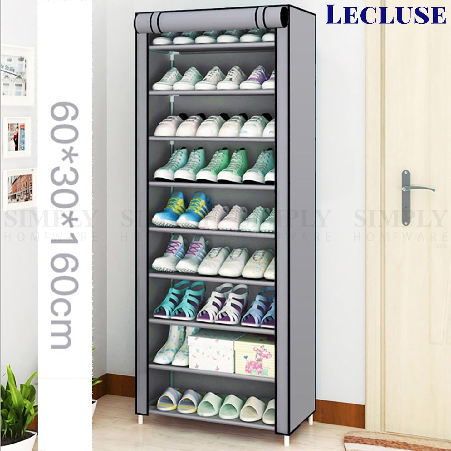 Lecluse 9 Tier Shoe Rack Portable Storage Organizer Nonwoven Wardrobe 27 Pairs
