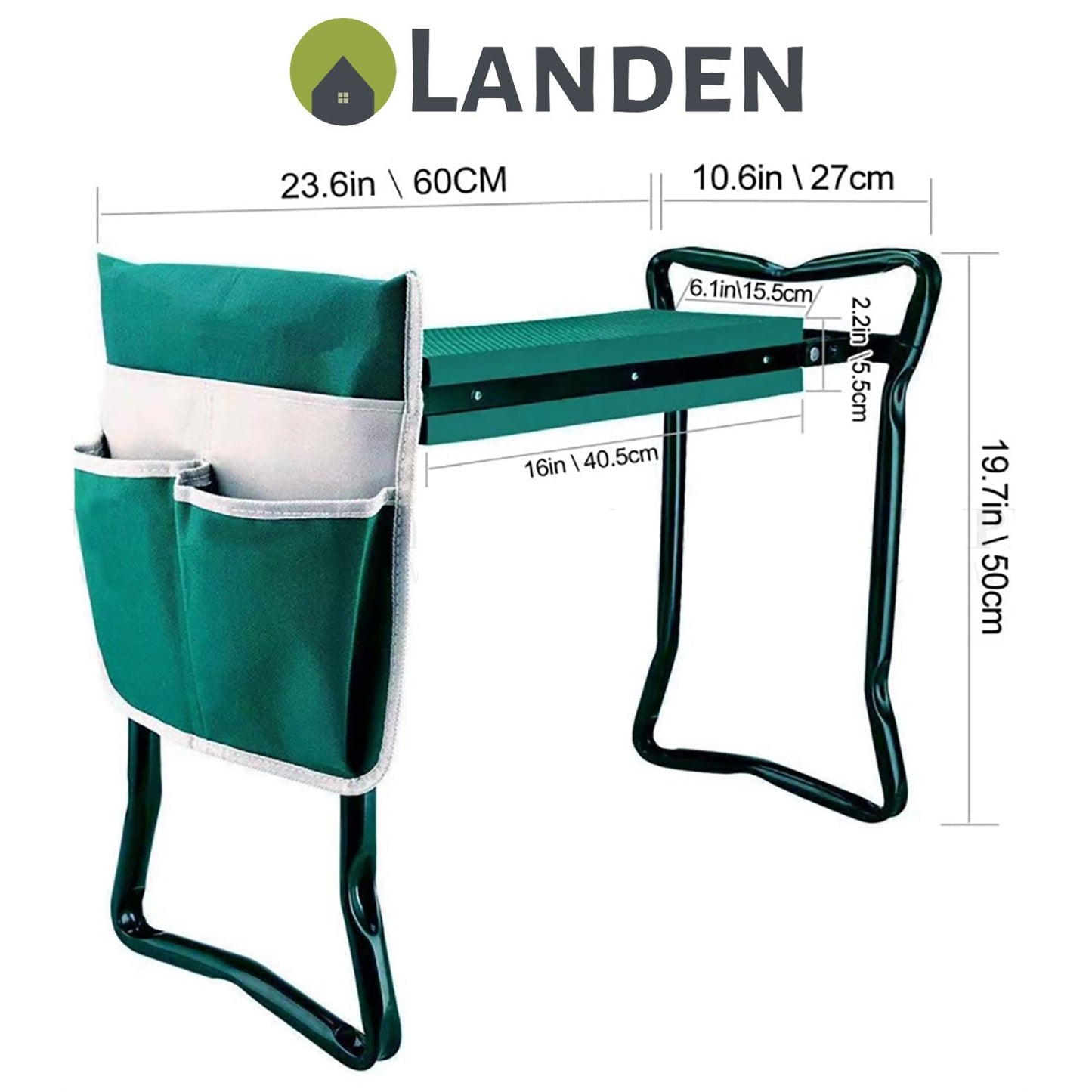 Landen Garden Kneeler & Seat Portable Bench Foldable Stool EVA Foam Bag Pouch