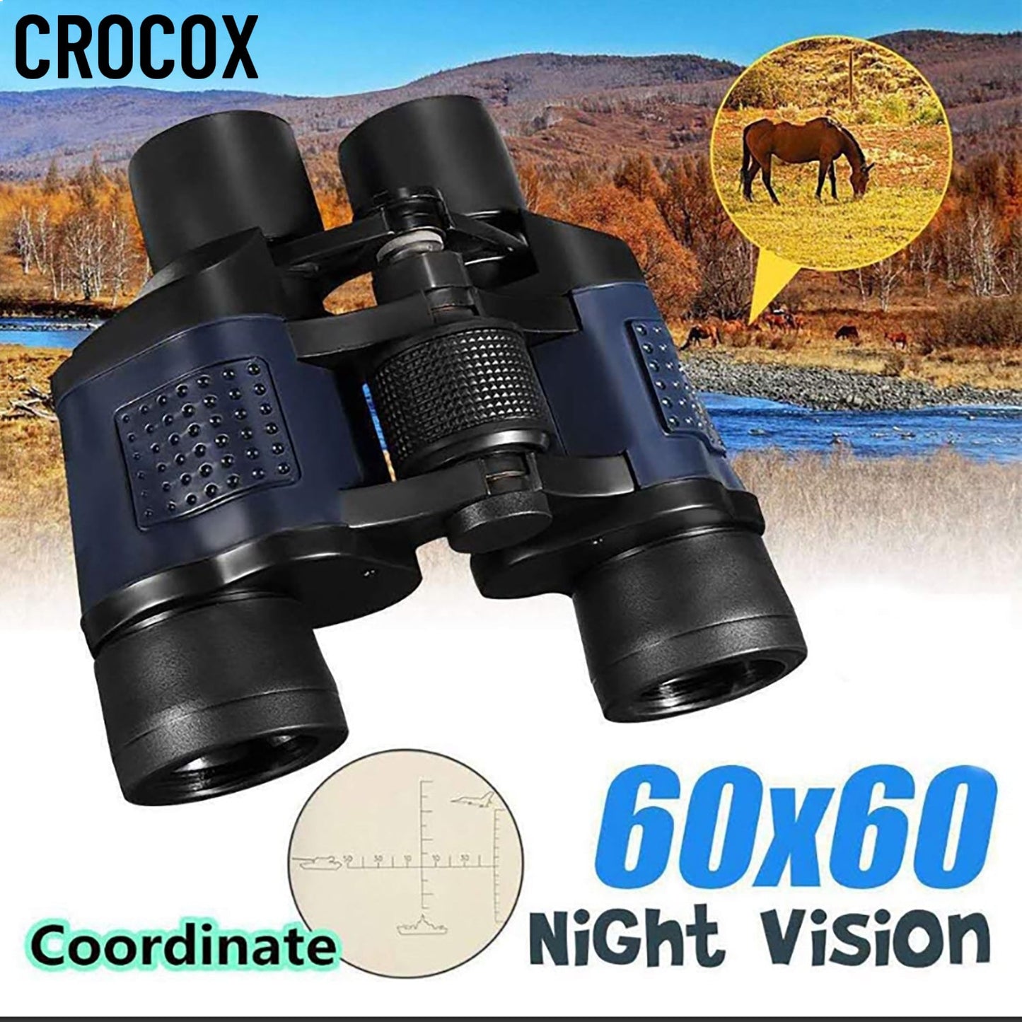 Crocox Hunting Binoculars Day Night Vision HD Telescope Hiking Mini Folding
