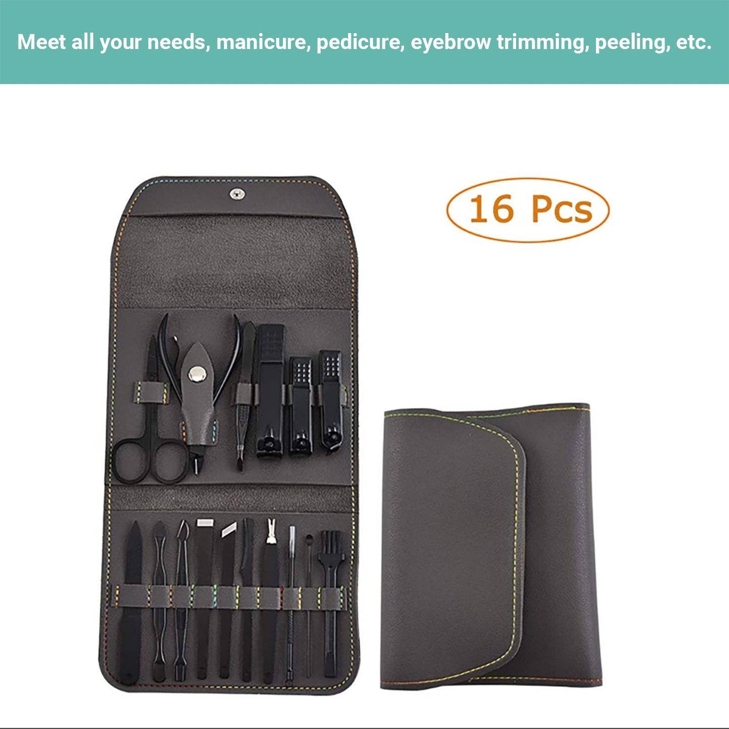 Lebeau 16Pcs Manicure Pedicure Set Nail Trimming Kit Clipper Finger Care Tool