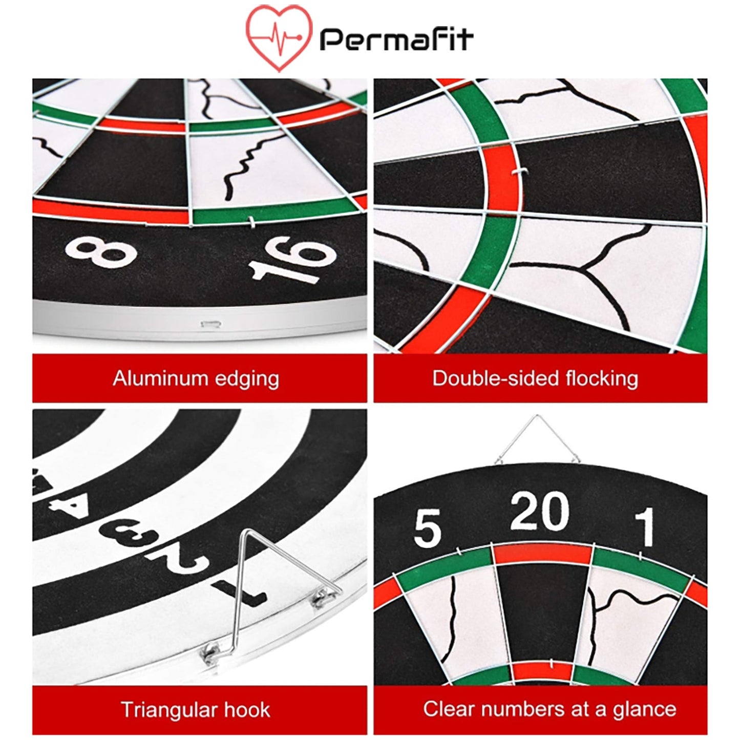 Permafit Dart Board Double Sides Professional Competition Set Rollup Magnetic
