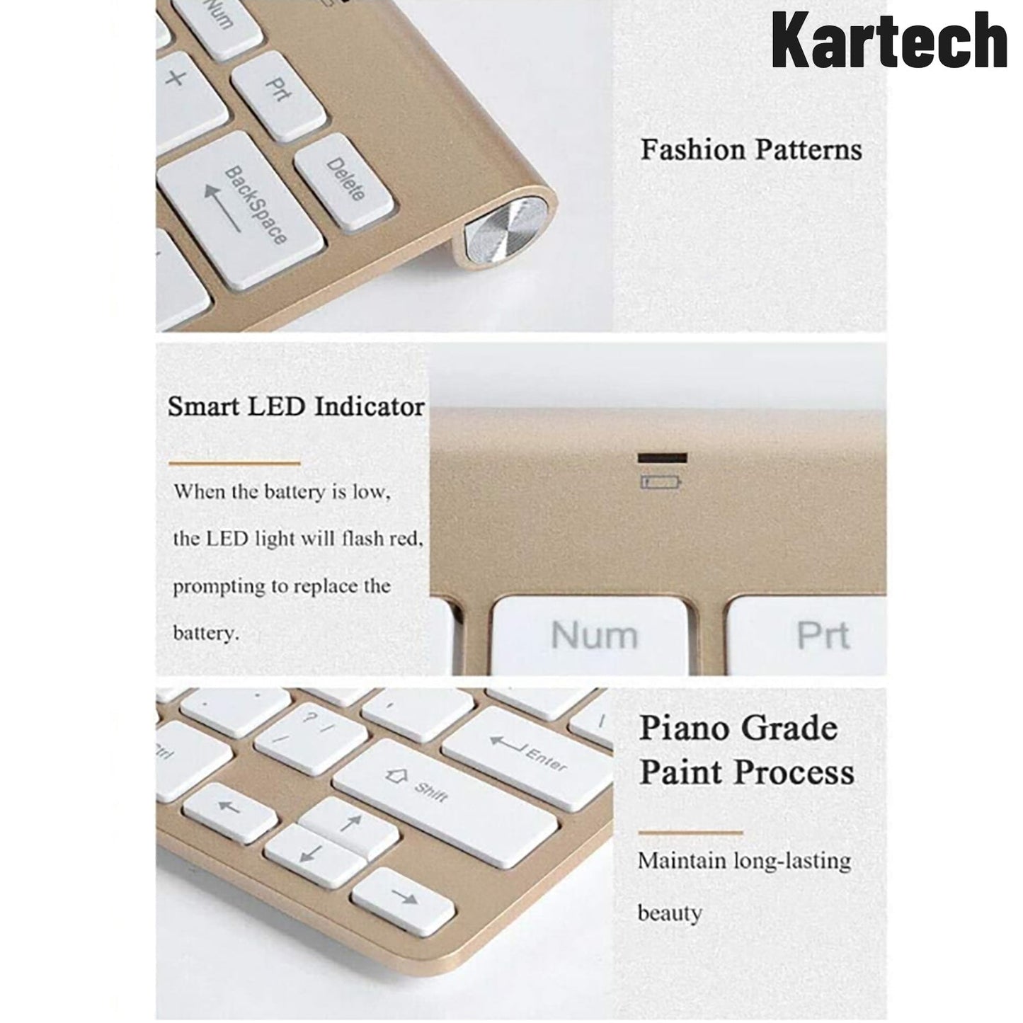 Kartech Wireless Keyboard Portable USB Mini Slim Ultra-Thin for PC Laptop