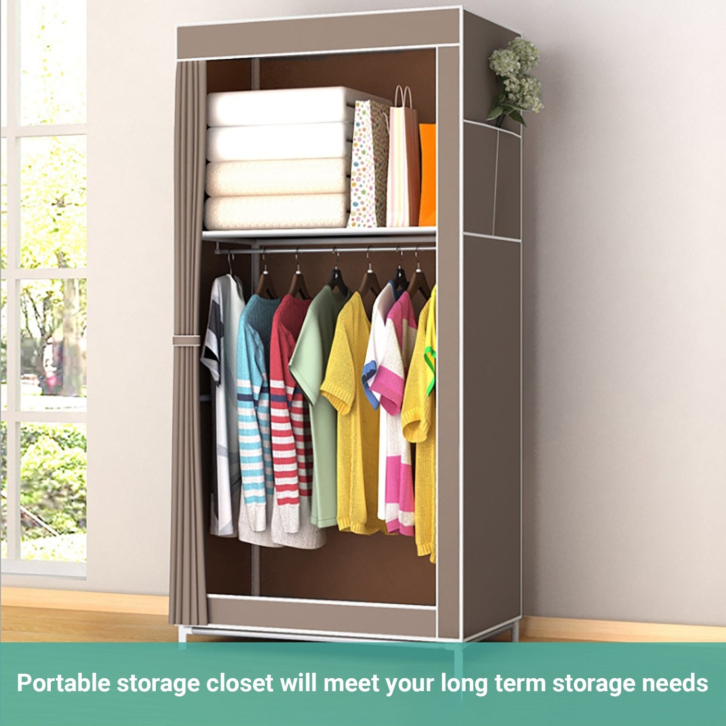 Wasel Portable Clothes Closet Large Wardrobe Storage Organiser Shelf Cabinet
