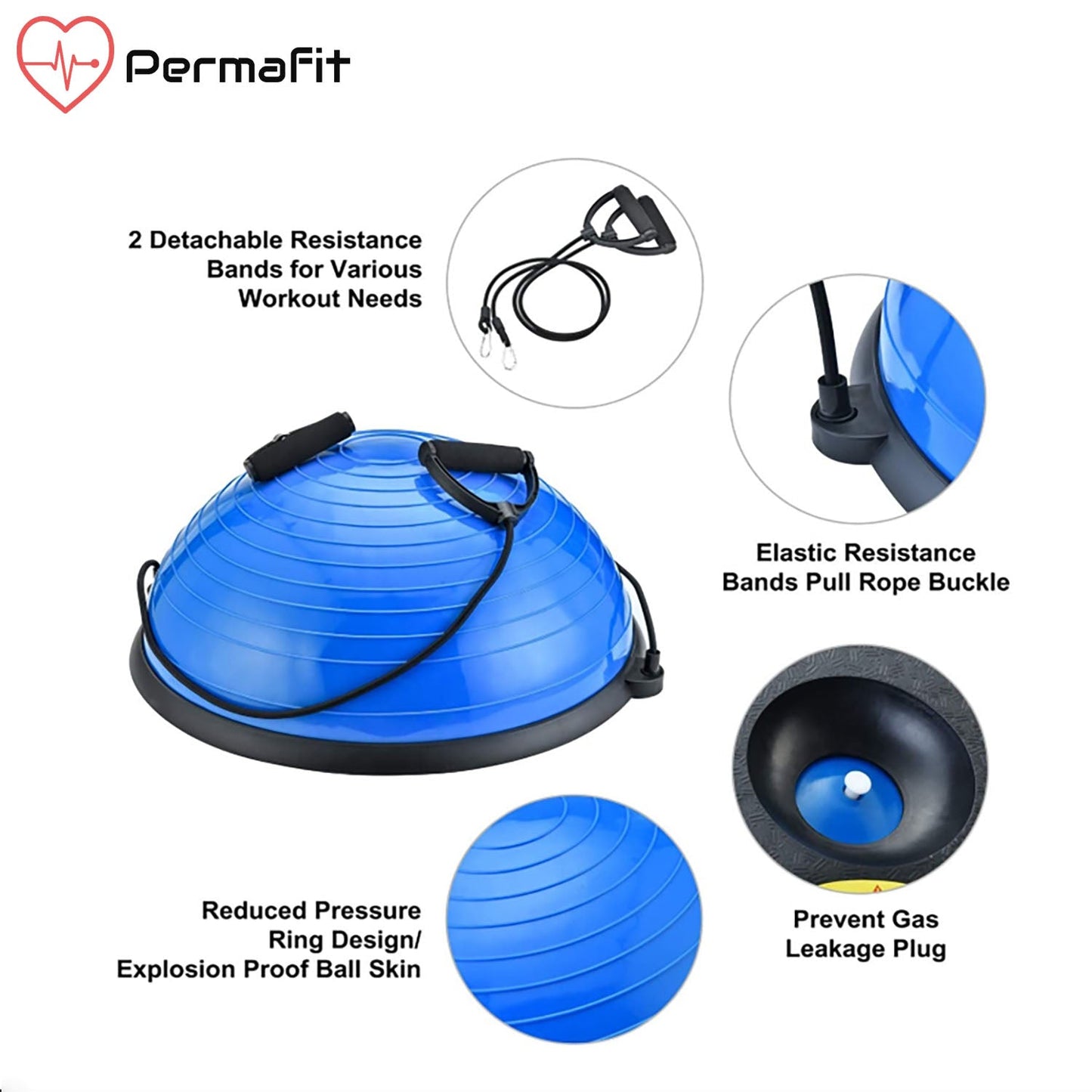 Permafit Yoga Bosu Balance Ball Gym Training Exercise Fitness Core Pilates Half