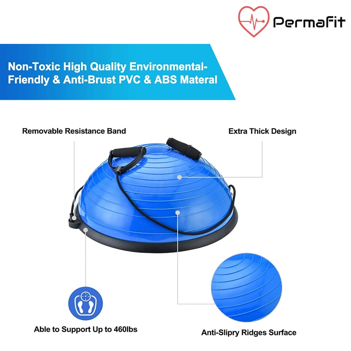 Permafit Yoga Bosu Balance Ball Gym Training Exercise Fitness Core Pilates Half