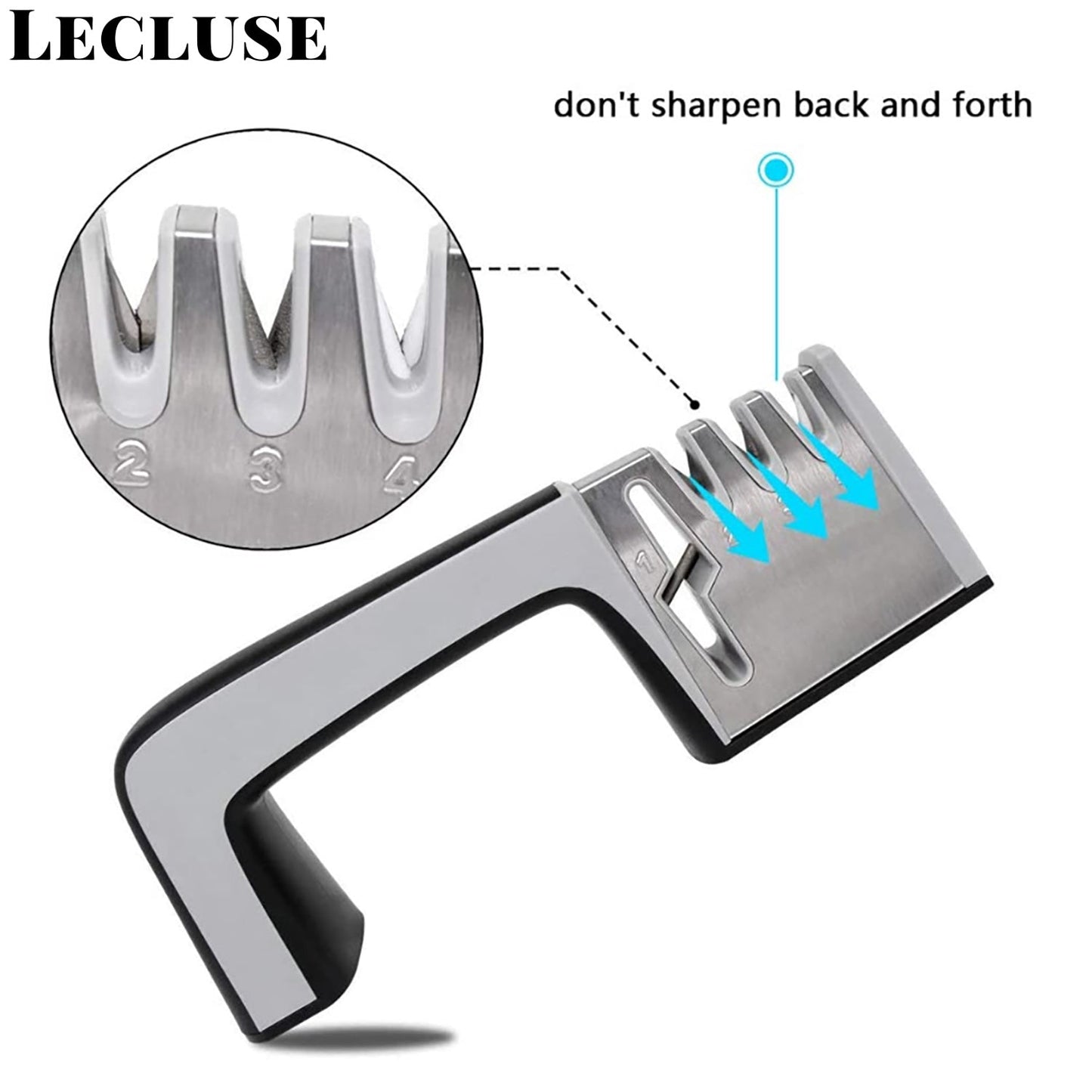 2x Lecluse Knife Sharpener 3/4 Stage Kitchen Diamond Tool Scissor Stainless
