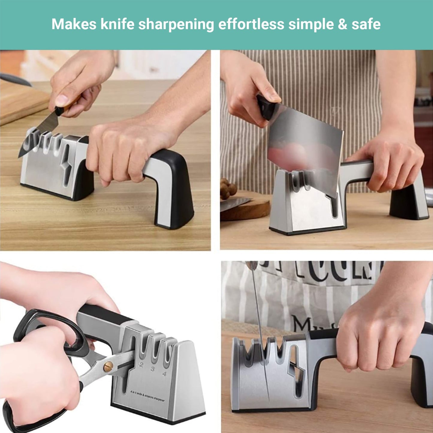 2x Lecluse Knife Sharpener 3/4 Stage Kitchen Diamond Tool Scissor Stainless