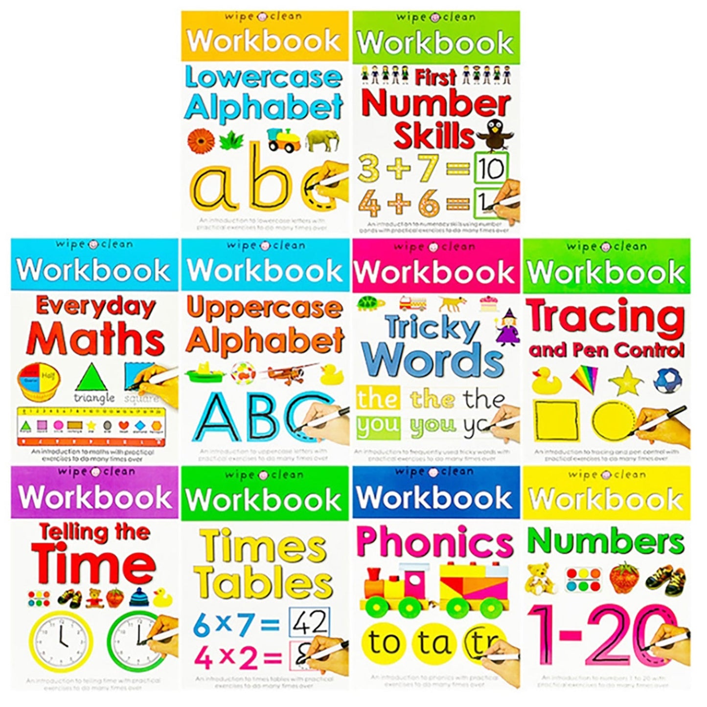 Truboo Wipe Clean Workbook Kids Toddlers Preschool Letter Learning 4/10Pcs Set