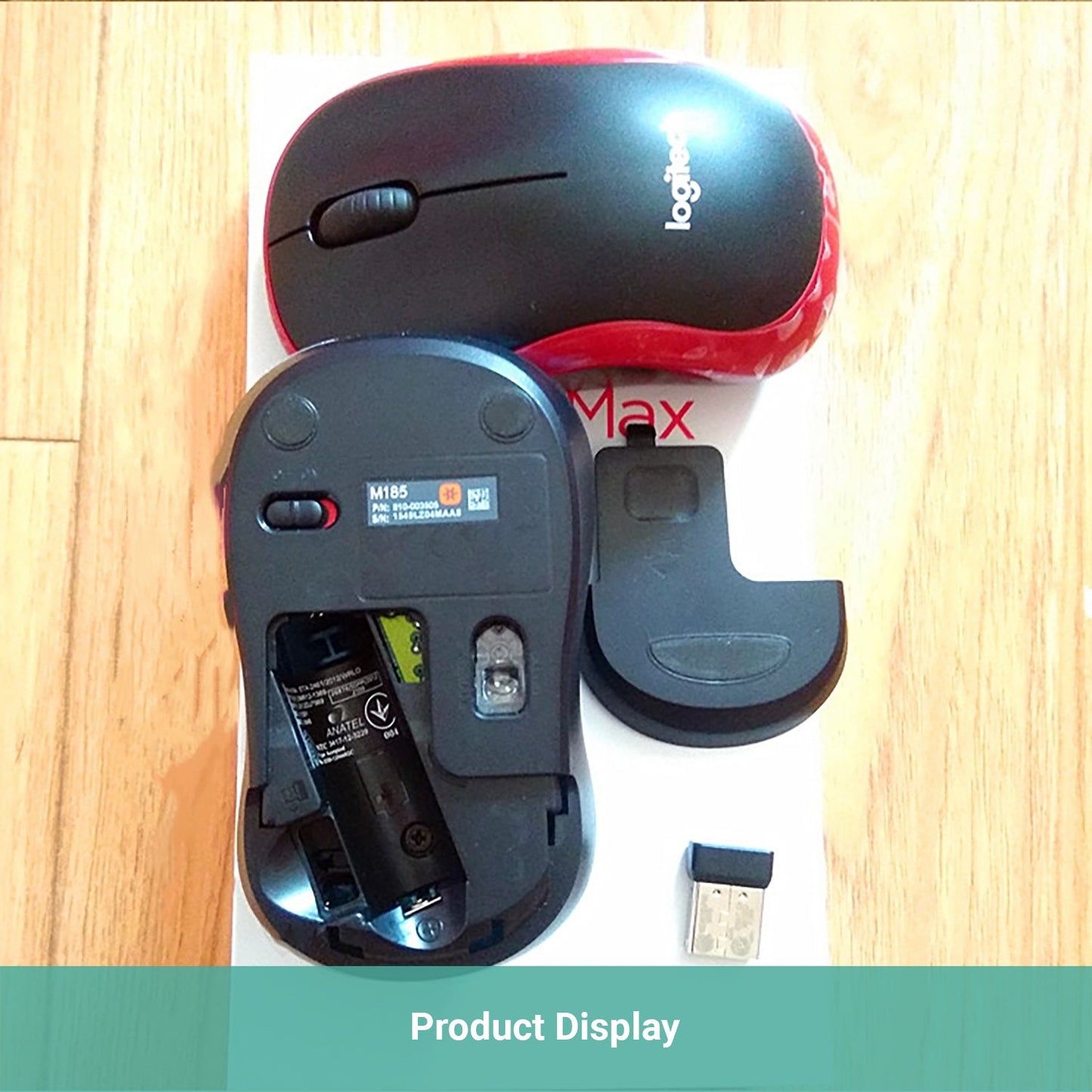 Logitech M185 Wireless Mouse 2.4Ghz 1000DPI USB Receiver Office Gaming Blue Red