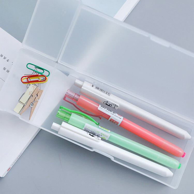 Pencil Case Clear Pen Box Stationery Waterproof Office School Plastic Classic AU