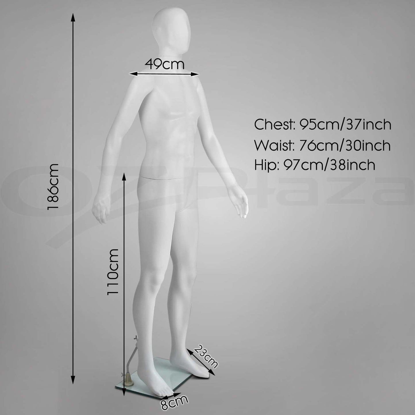 Full Body Mannequin Female Male Clothes Display Torso White Black Adjustable 185 - Simply Homeware