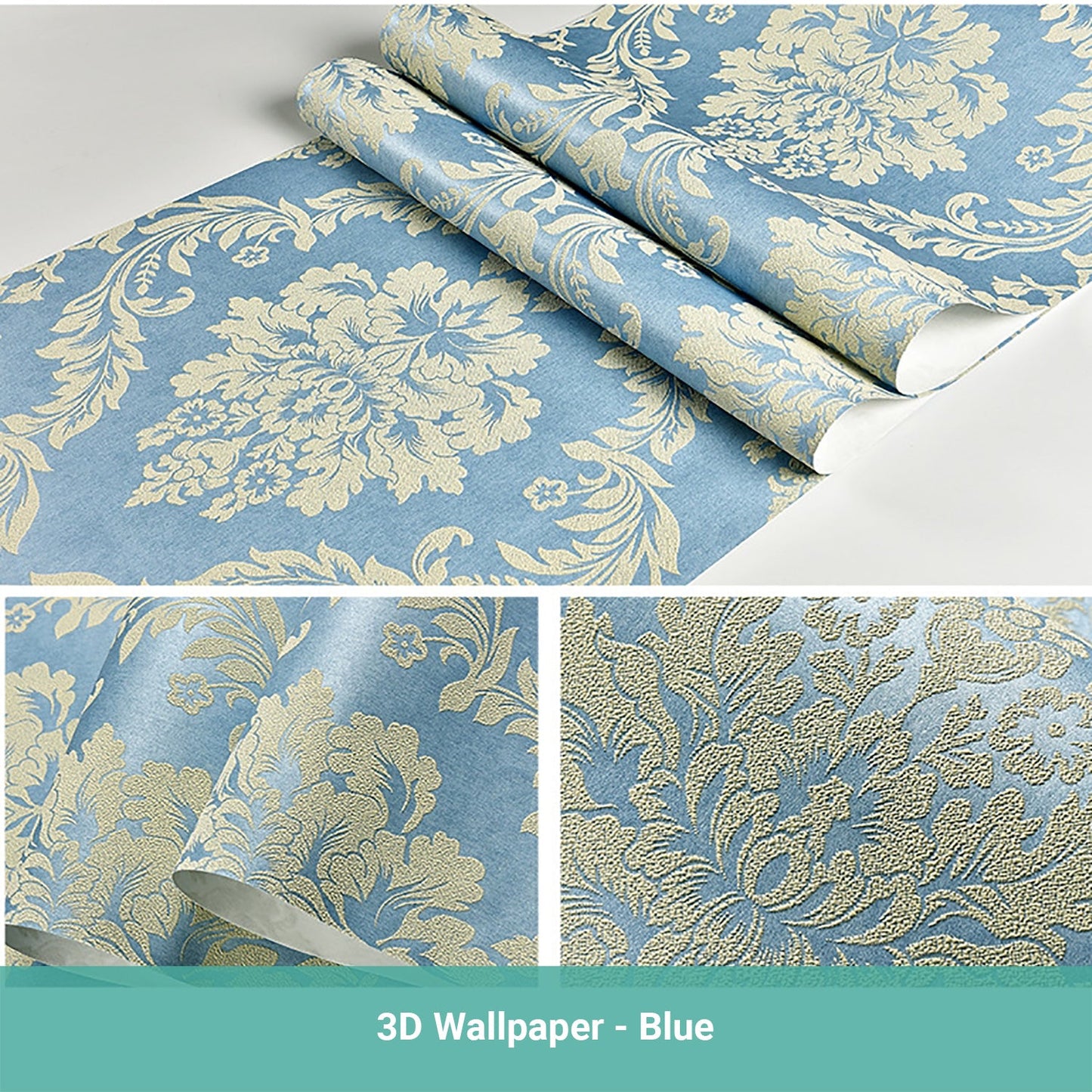 Wasel 3D Luxury Damask Wallpaper Nordic Embossed Texture Paper Roll Bedroom Stic