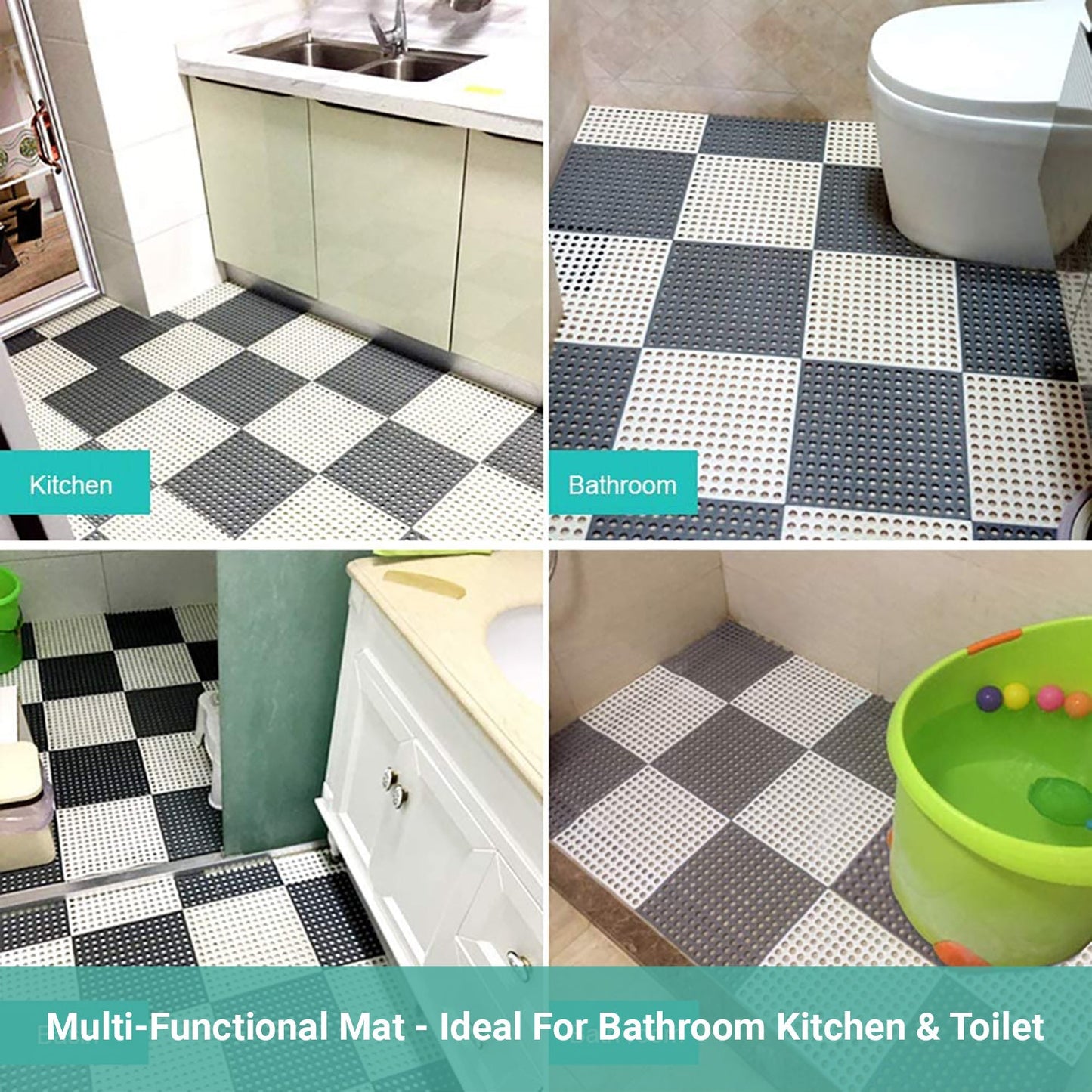 Wasel Bathroom Non Slip Mat PVC Removable Solid Carpet Kitchen Swimming Pool Gym