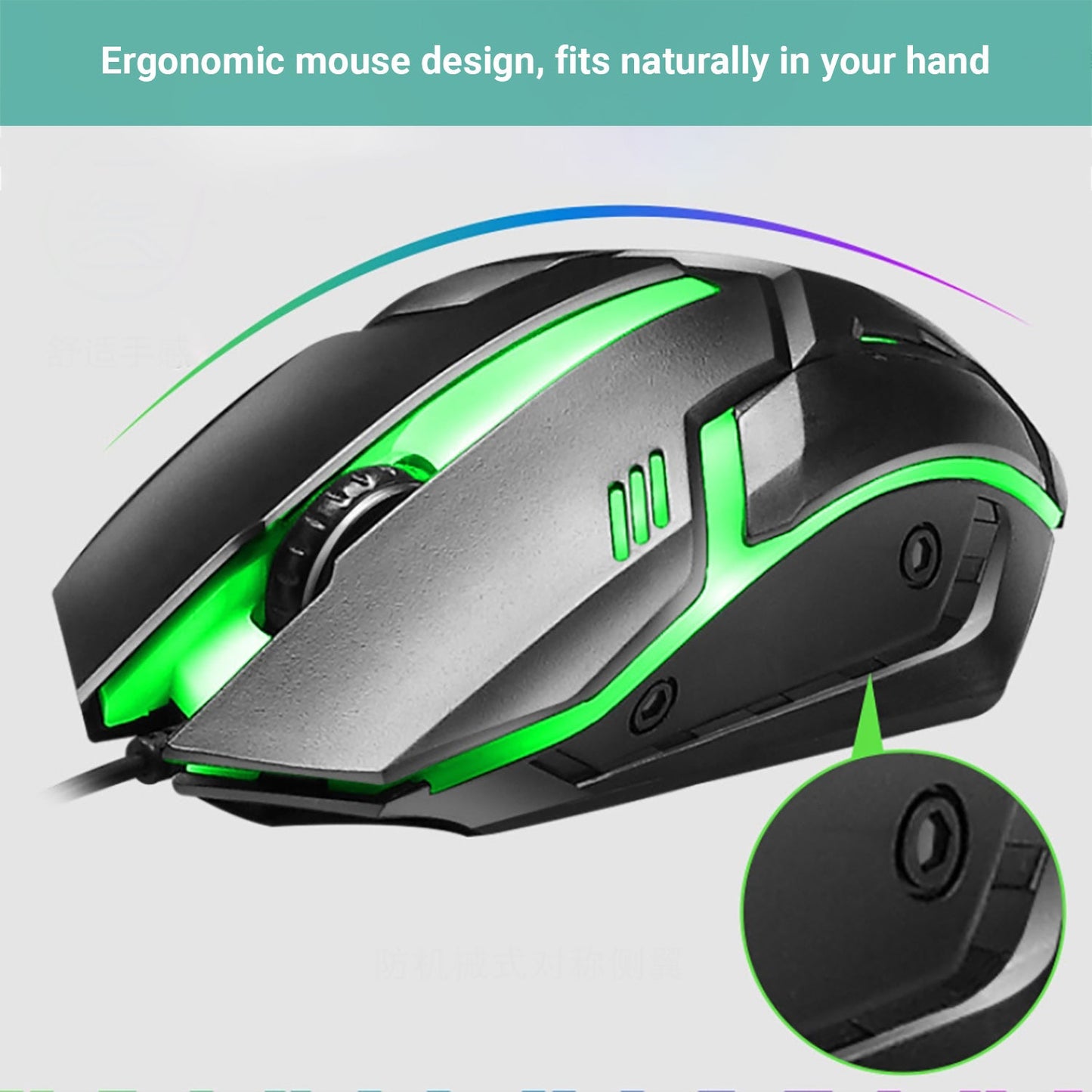 Kartech Gaming Keyboard & Mouse Set Wired Mechanical Feeling Rainbow LED Backlit