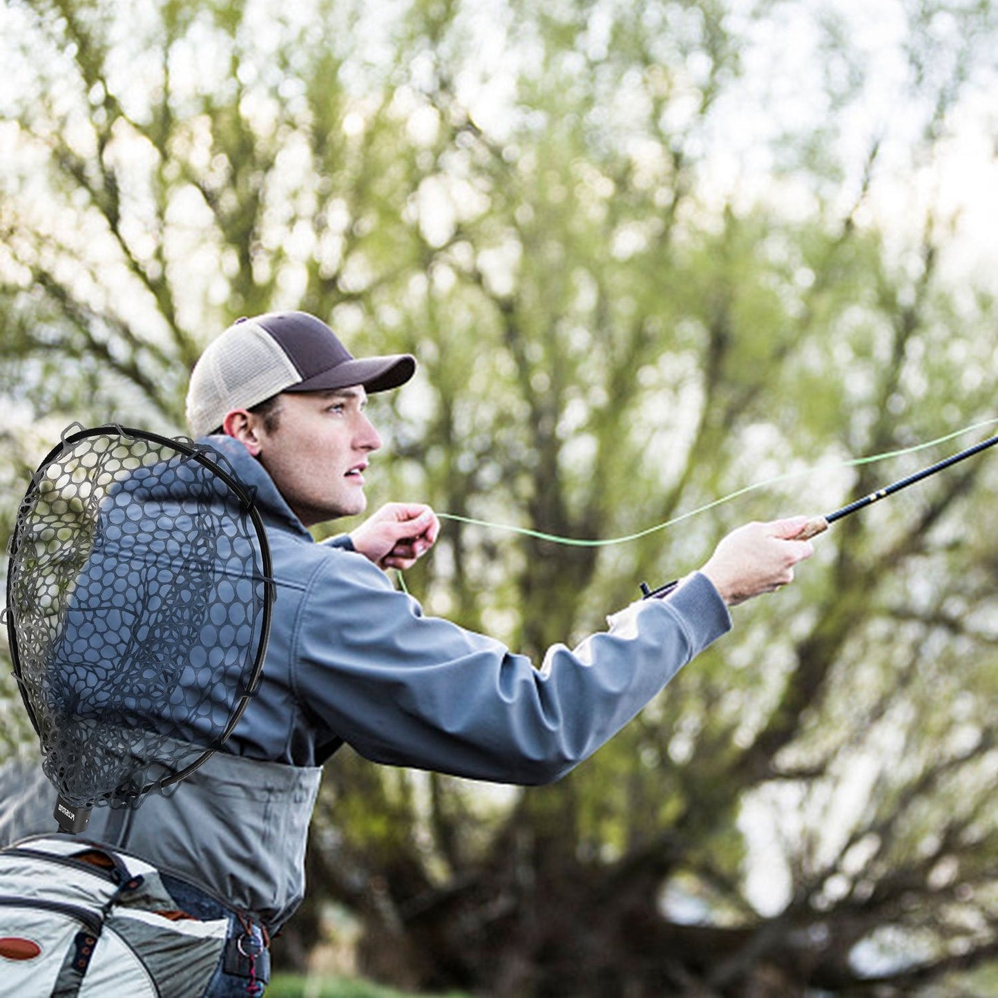 Crocox Fishing Net Telescopic Landing Mesh Carbon Folding Dip Gill Pole Portable