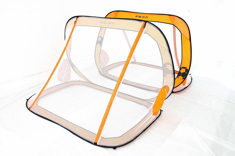 2x Pop Up Soccer Goals Football Net Kids Portable Mini Foldable Pop-Up Orange