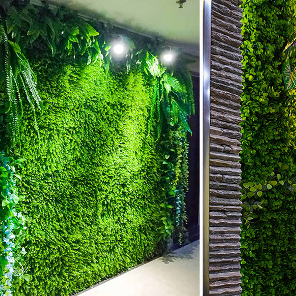 Rice Seedling Fake Grass Hedge Vertical Garden Green Wall Mat Artificial 60x40cm