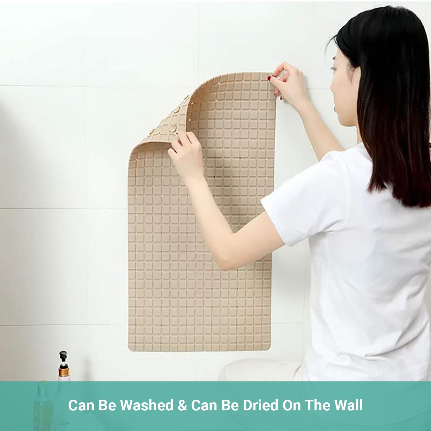 Wasel Bathroom Non-Slip Mat PVC Bath Foot Massage Lattice Suction Pad 38×70CM