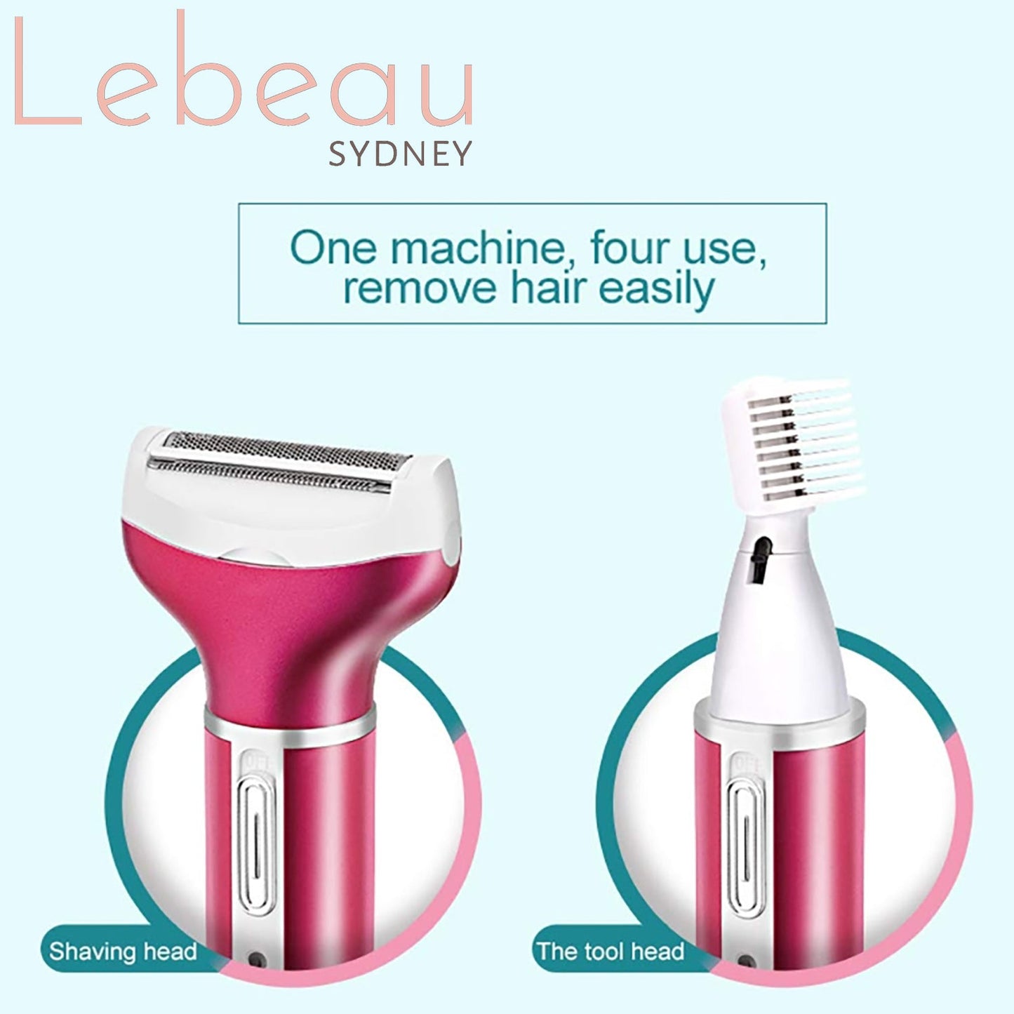 Lebeau Women Electric Hair Remover Epilator Shaver Razor Arm Leg Bikini 4 In 1