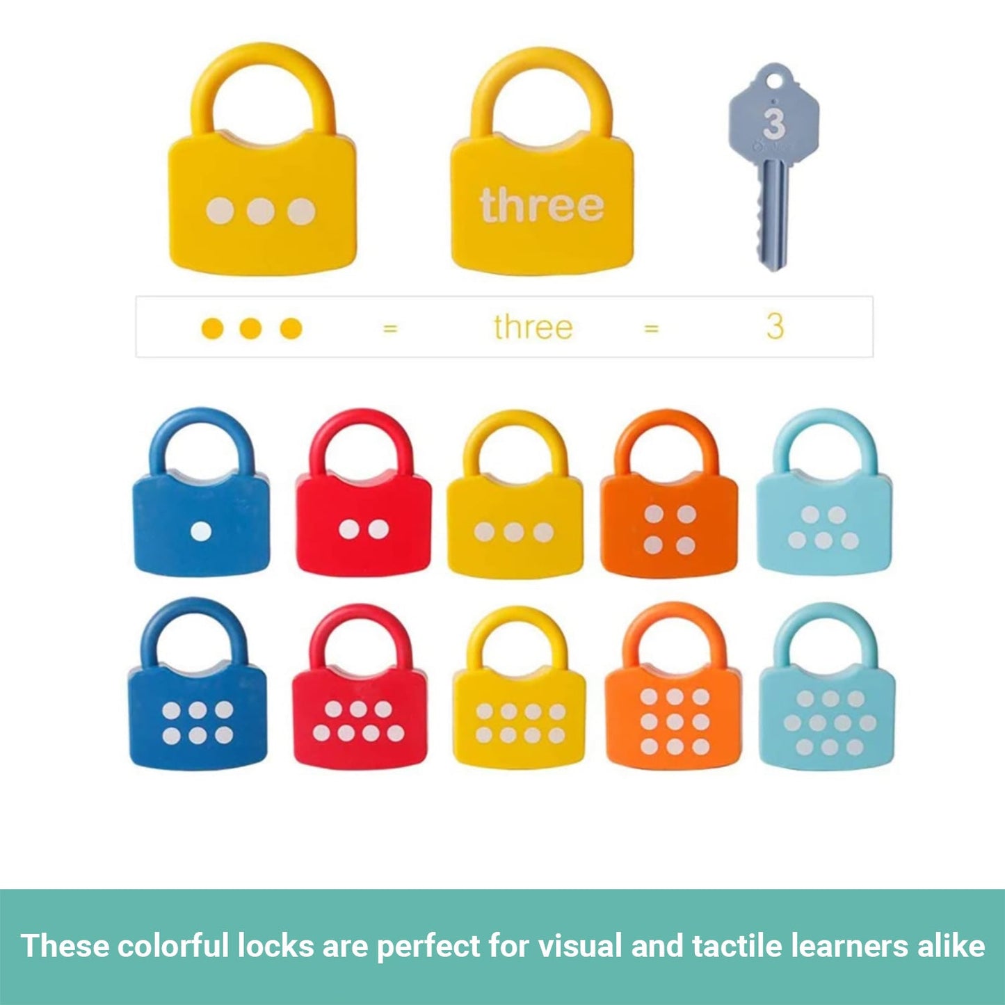 Truboo Kids Learning Locks Toy ABC Alphabet Numbers Educational Keys Matching