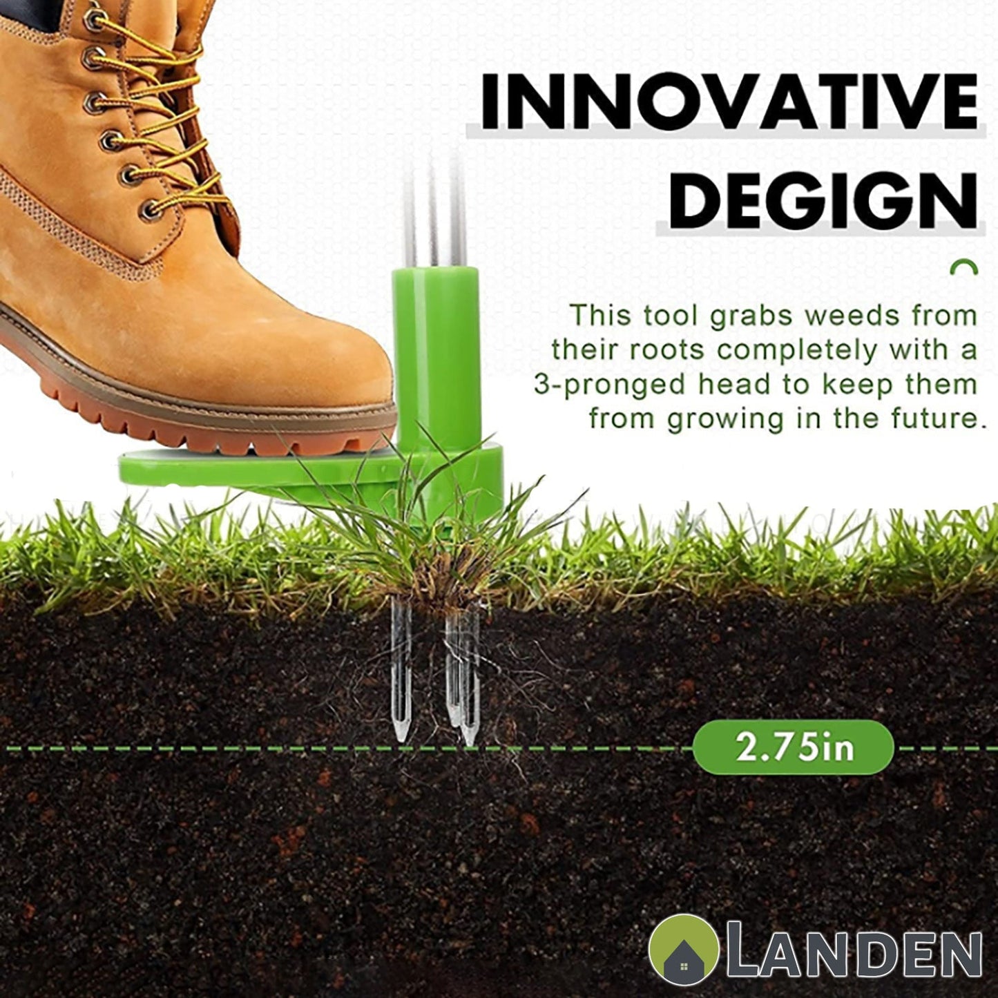 Landen Garden Weed Puller Standing Plant Root Remover Manual Weeder Hand Tool