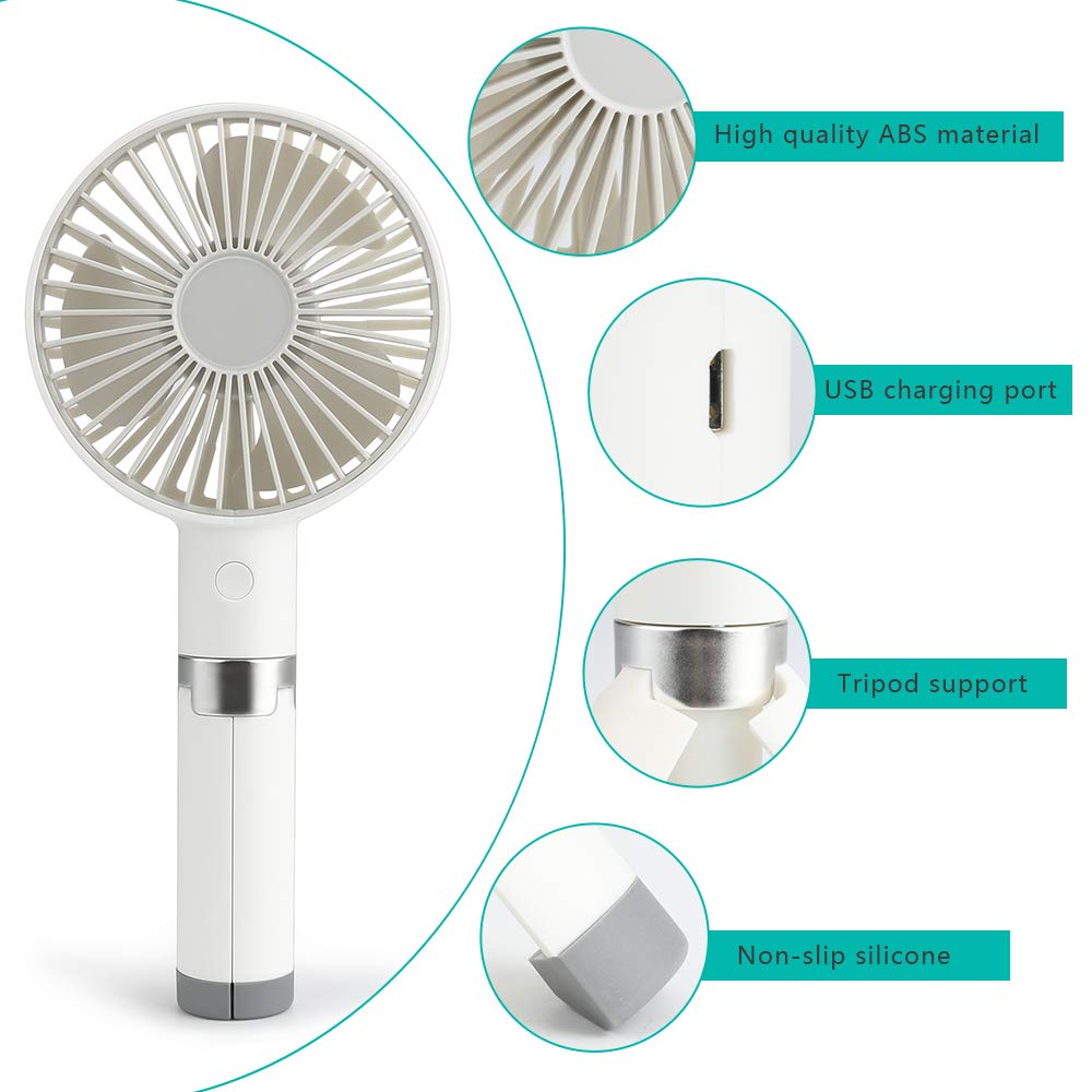 Kartech Rechargeable Mini USB Fan Battery Operated Portable Handheld Desk Quiet