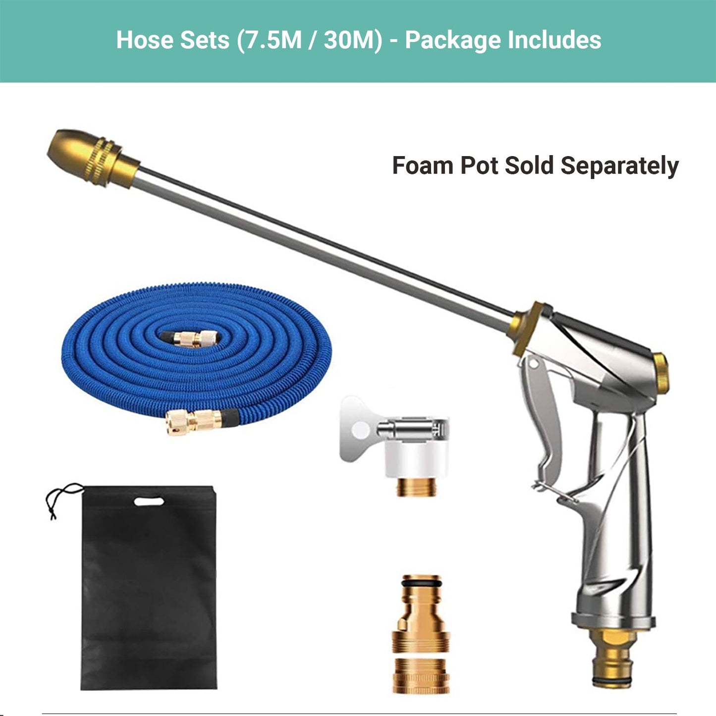 Kartech High Pressure Hose Car Water Foam Cleaner Garden Spray Gun Expandable