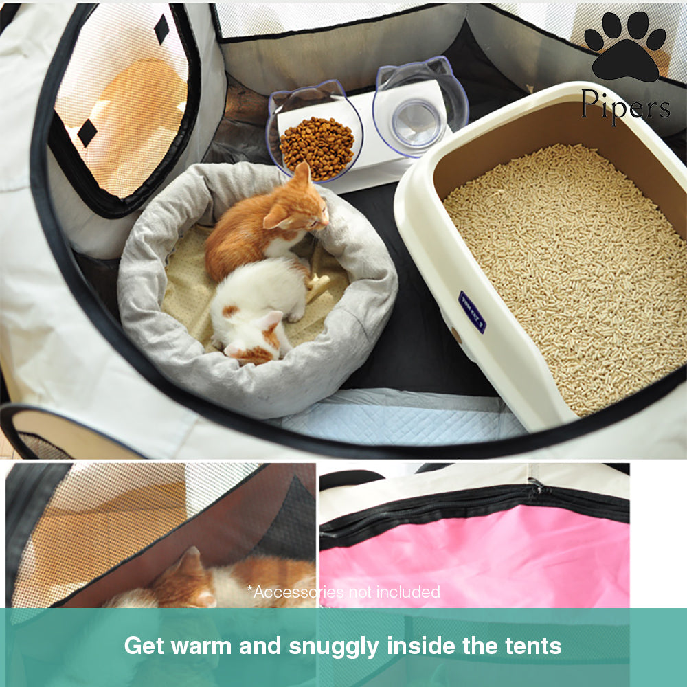 Pipers Pet Portable Playpen Tent Enclosure Exercise Cat Cage 8 Panels Dog Puppy