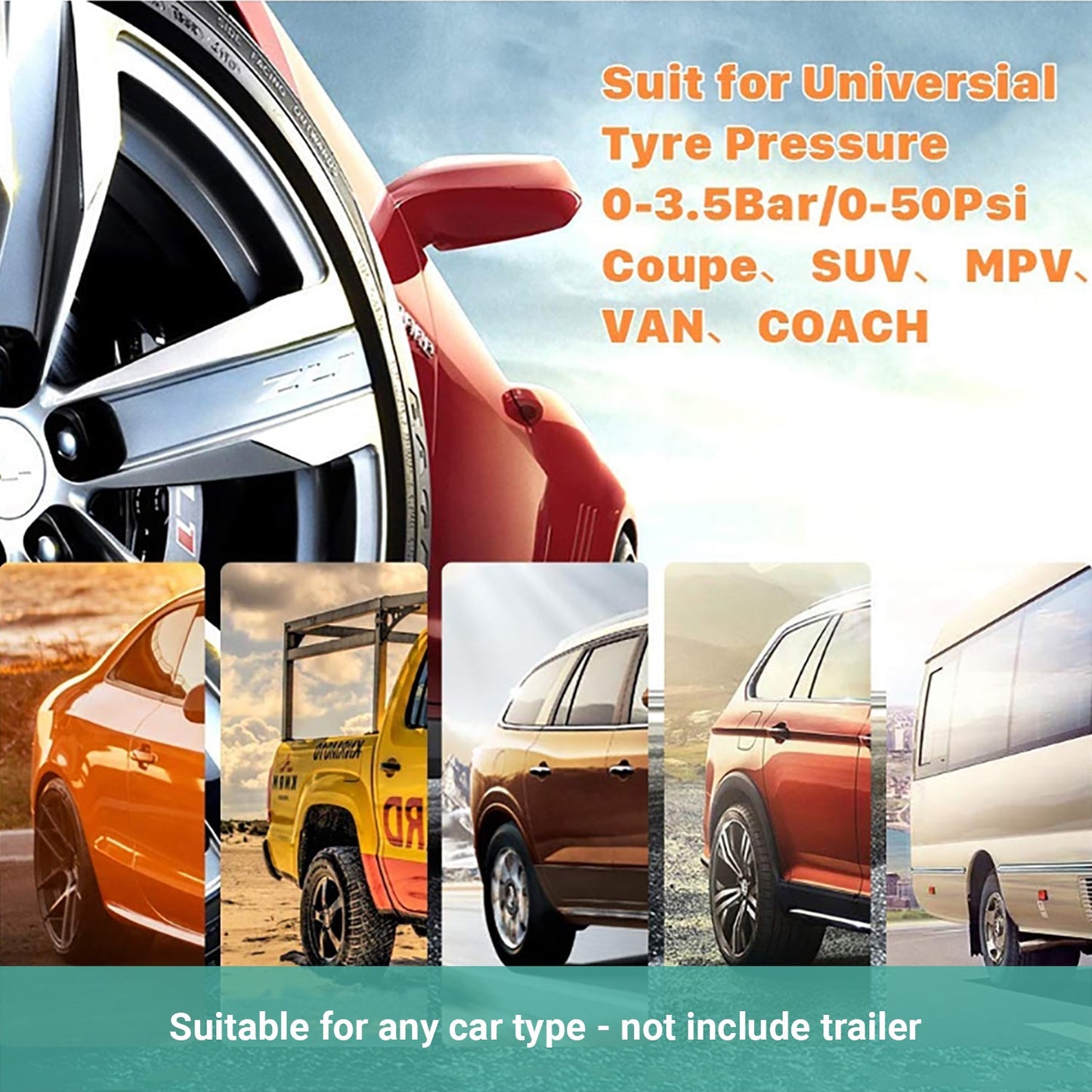 Kartech Solar Tyre Pressure Monitoring System TPMS Car LCD Wireless Sensors