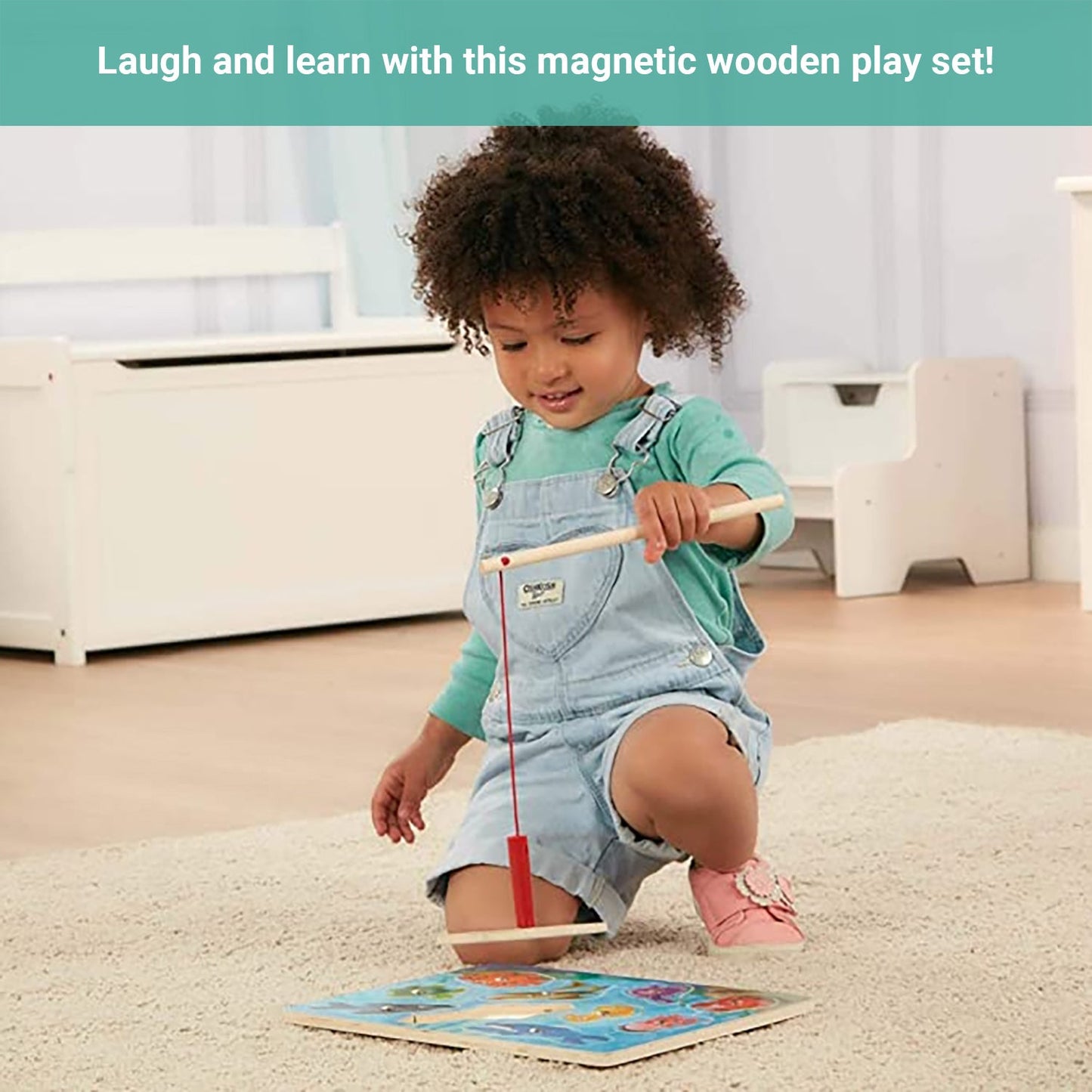 Truboo Kids Magnetic Fishing Toy Children Wooden Puzzle Game Set Toddlers 2 3 4