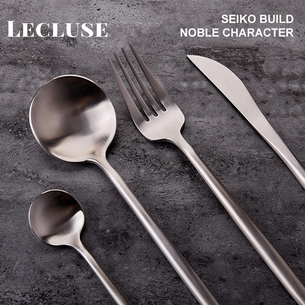 Lecluse Cutlery Set Stainless Steel Flatware Spoon Fork Knife Black Gold Silver